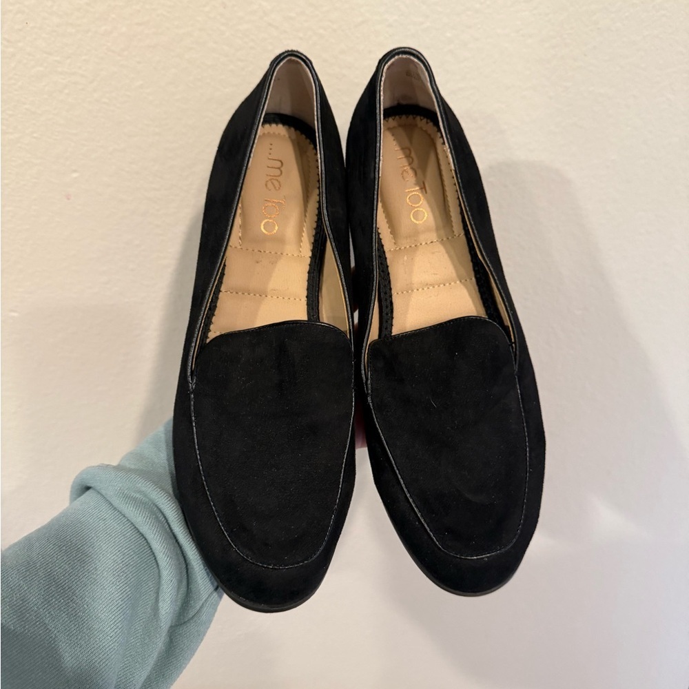 me too Black Suede Flats Loafers